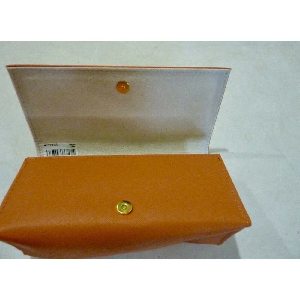 Tory Burch Robinson Orange Saffiano Leather Sunglasses Eyeglass Case Gold Logo